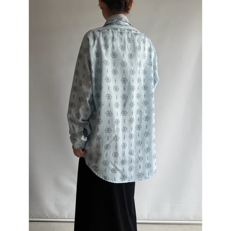 Pale blue satin pattern shirt