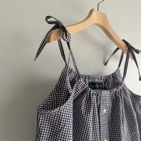 Ribbon gather camisole (Navy)