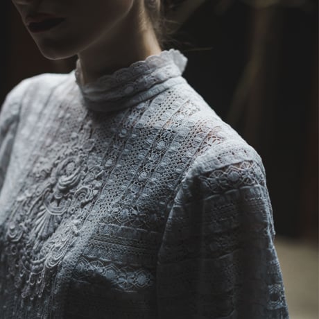 【RENTAL】Full lace high neck dress