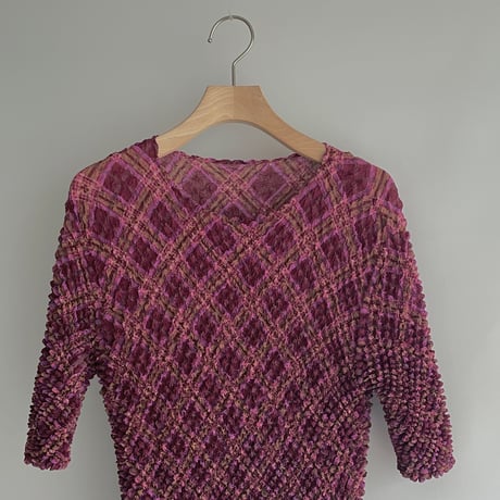 Burgundy check popcorn tops