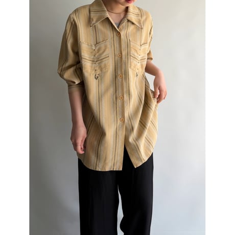 Orange beige striped shirt