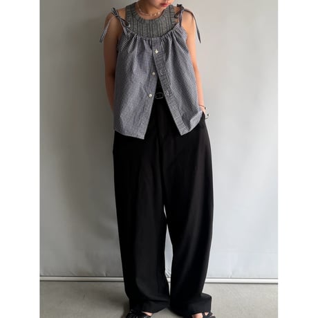 Ribbon gather camisole (Navy)