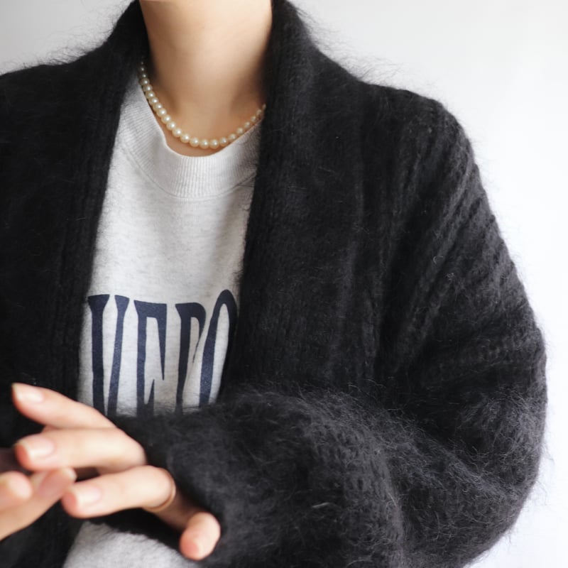 Black mohair over cardigan | and C Black mohair over cardigan | and C