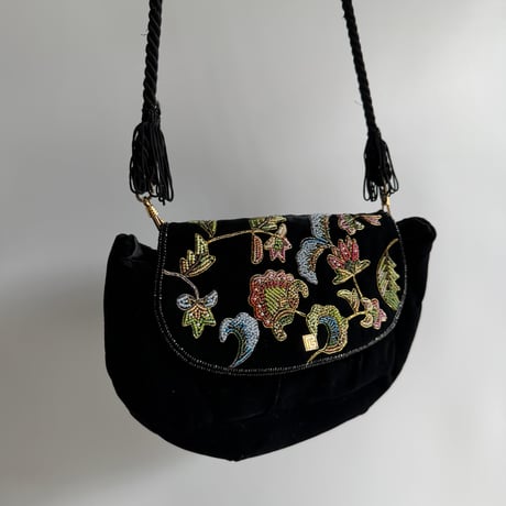 Bead embroidery velour bag