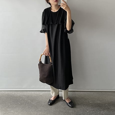 Black frill one-piece
