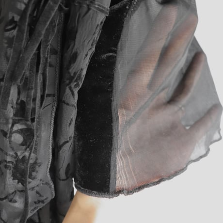 see-through & velours blouse