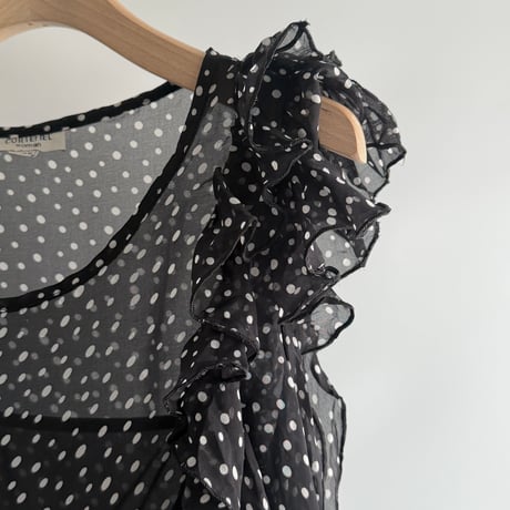Dot pattern sheer frill tops