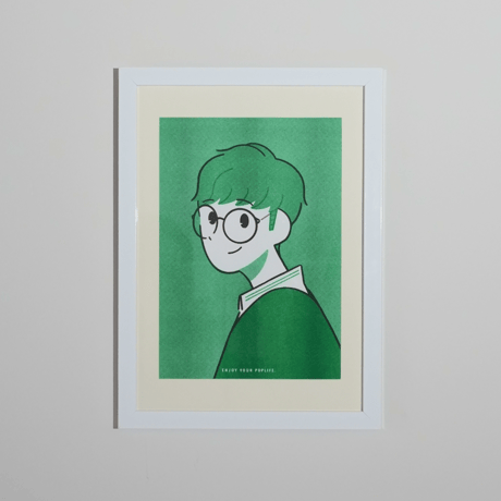 【置くだけで部屋が明るくなるアートポスター】Green・額付き