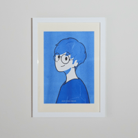 【置くだけで部屋が明るくなるアートポスター】Blue・額付き