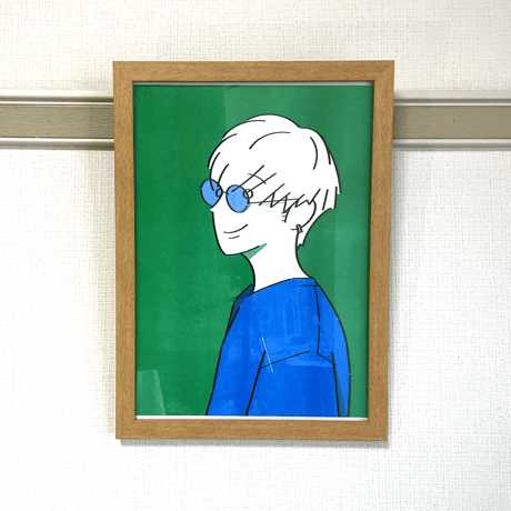 【リソグラフPOSTER】Blue・額付き