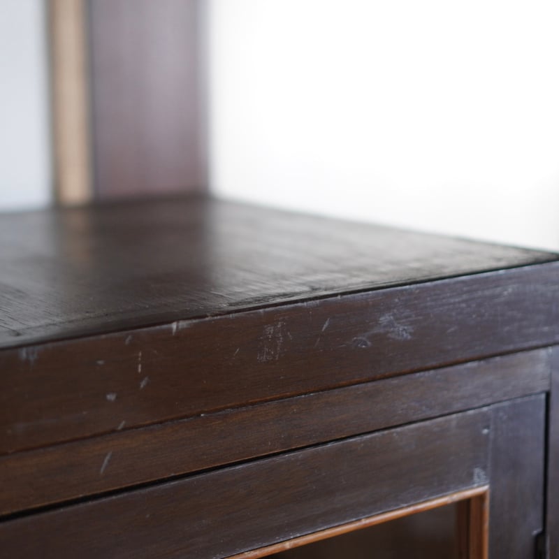 古いガラス棚 食器棚 収納棚 木製 昭和初期 収納 古道具