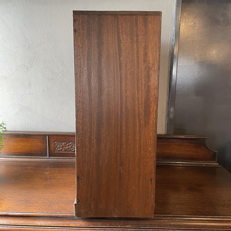 小さめのガラス棚 食器棚 小抽斗 木製 昭和初期 収納 古道具