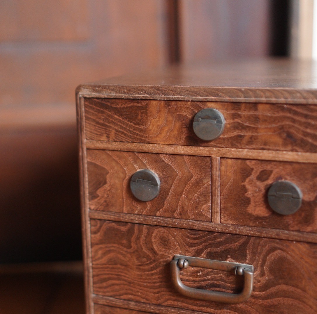 5杯小引出し 小抽斗 引出し 木製 収納 昭和初期 古道具 アンティーク