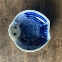 珉平焼 角小皿 豆皿 小皿 蔦柄 ターコイズブルー 陶器 和食器 古道具