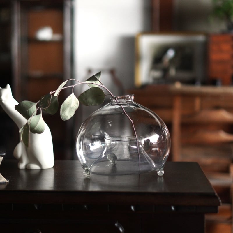 ハエ取り瓶 ハエトリ器 和ガラス 気泡入り ガラスビン アンティーク