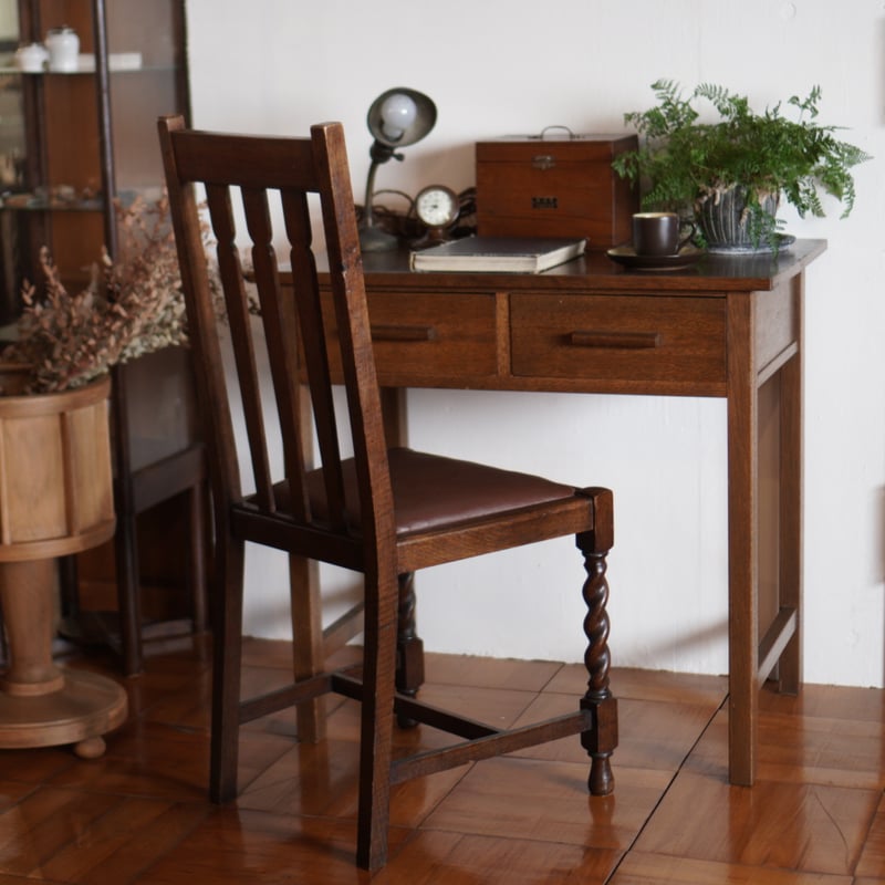 アンティーク：文机 書斎机 2杯引出し 昭和レトロ 古家具 【公式通販】