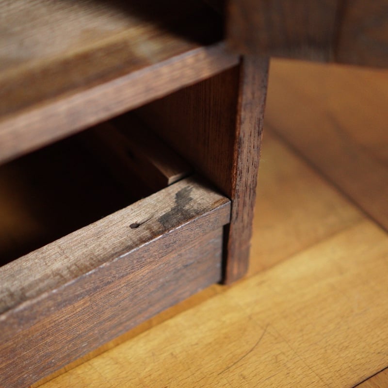 ガラス棚 引出し付き 収納棚 収納 木製 昭和初期 古道具 アンティーク