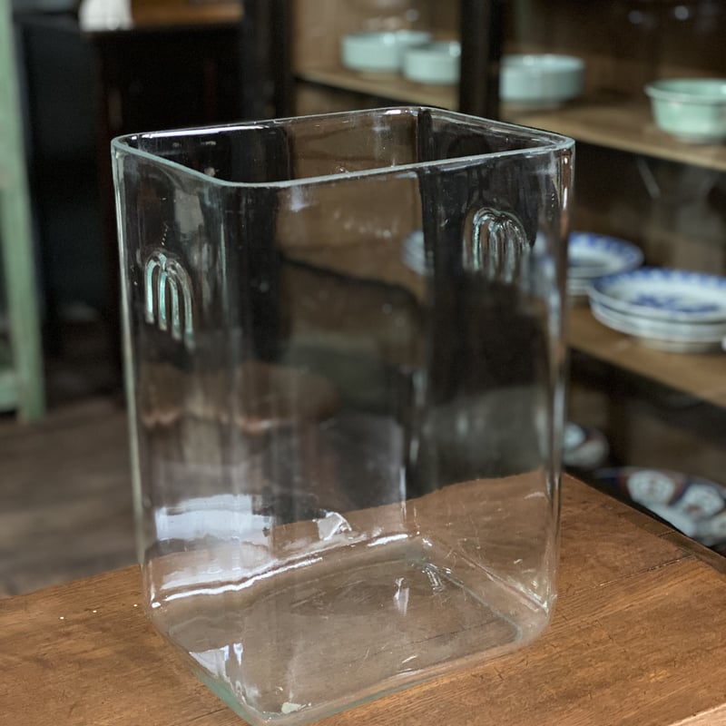 四角ガラス瓶 花瓶 ガラス インテリア フラワーベース 古道具