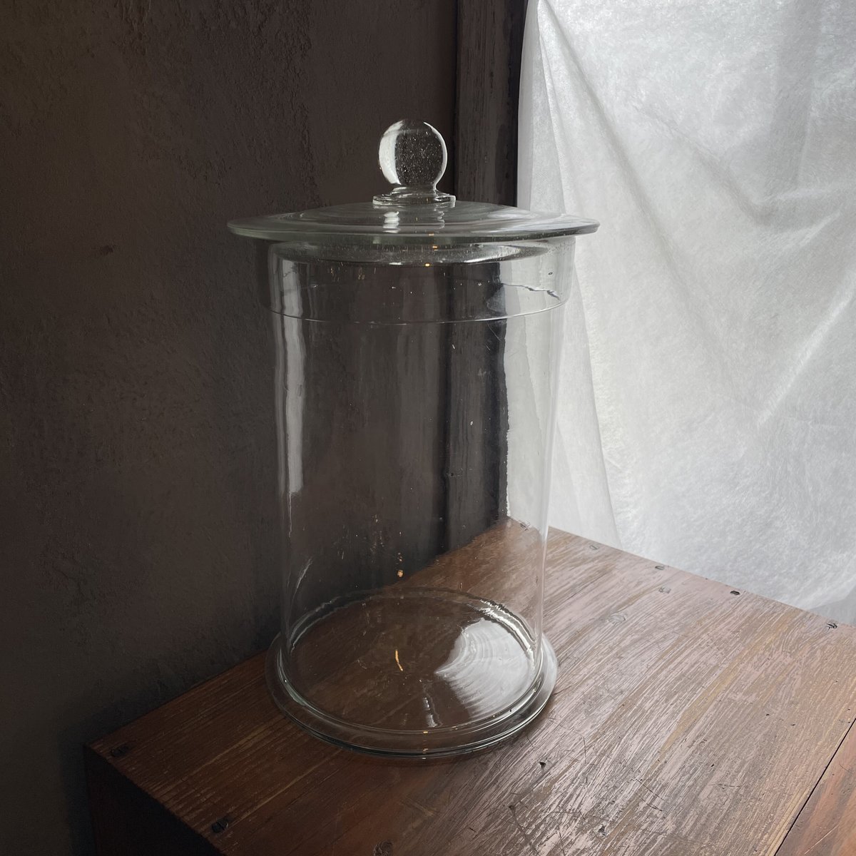 古いガラス瓶 蓋付き 花瓶 ガラス インテリア フラワーベース 古道具 ...