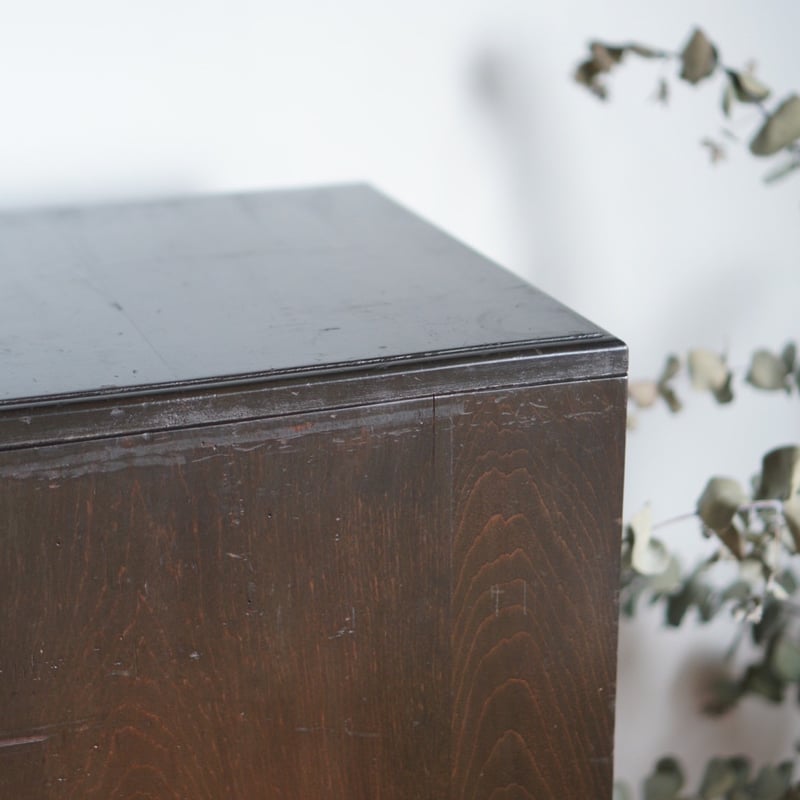 引き出し付き収納棚木製黒古道具古家具ヴィンテージアンティーク