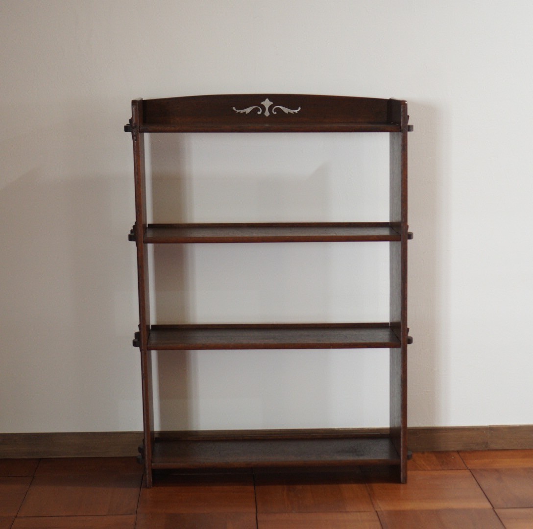 木製本棚　くさび棚　古家具　アンティーク　古道具　引き出し付　棚　レトロ 木製本棚 くさび棚 古家具 アンティーク 古道具 引き出し付 棚 レトロ