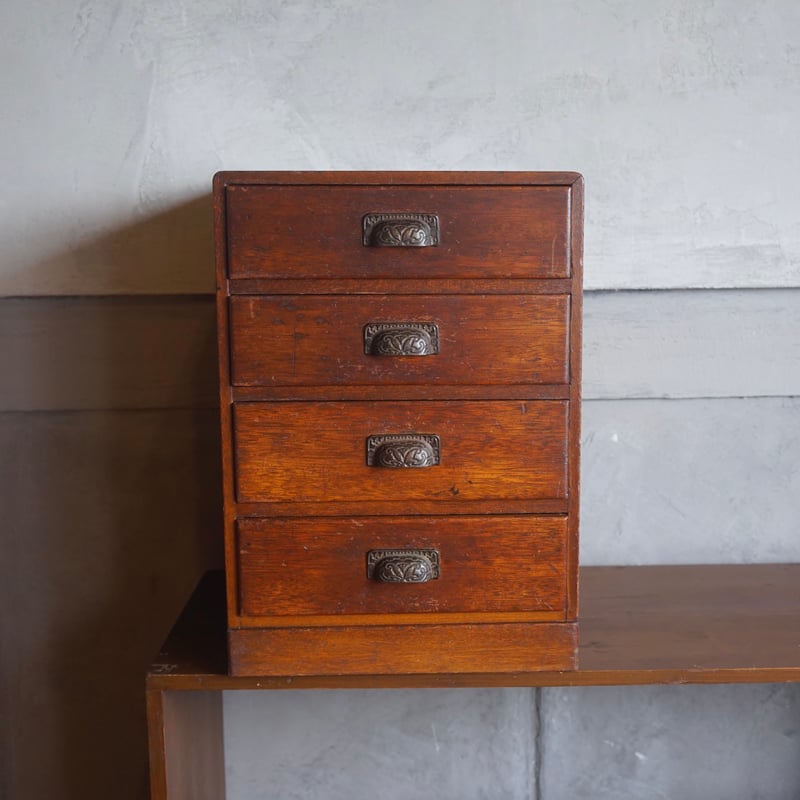 4杯小引出し 小抽斗 木製 収納 家具 古道具 古家具 アンティーク