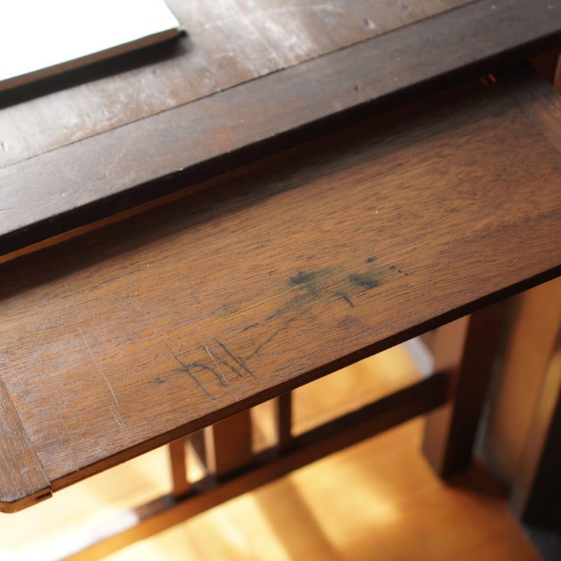 小ぶりなデスク 木製 書斎机 勉強机 テーブル 伸縮 サイドテーブル付き