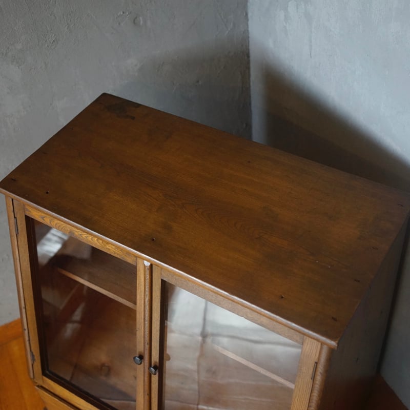 入力済】古いショーケース 食器棚 収納棚 木製 昭和初期 収納 古道具