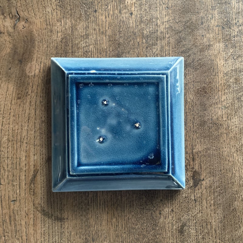 珉平焼 角小皿 豆皿 小皿 蔦柄 ターコイズブルー 陶器 和食器 珉平焼 角小皿 豆皿 小皿 蔦柄 ターコイズブルー 陶器 和食器