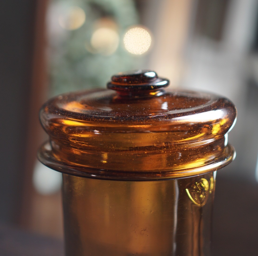 古いガラス瓶 花瓶 アンバーガラス インテリア フラワーベース 古道具