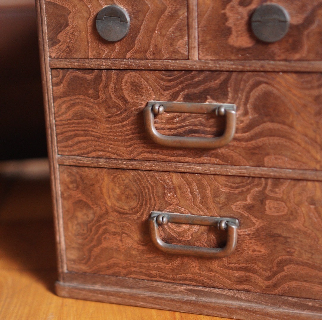 5杯小引出し 小抽斗 引出し 木製 収納 昭和初期 古道具 アンティーク