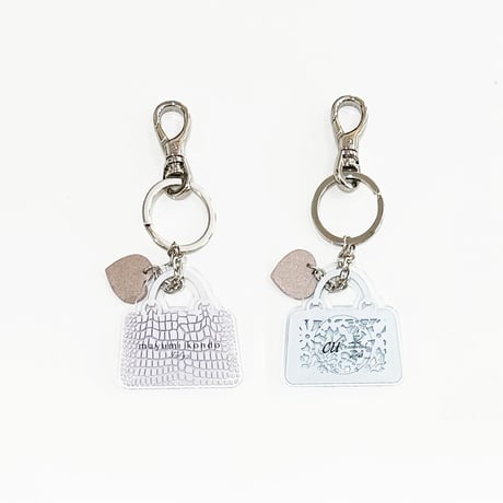 バッグ型キーホルダー 　クロコダイル柄/フラワー柄　アクリル製