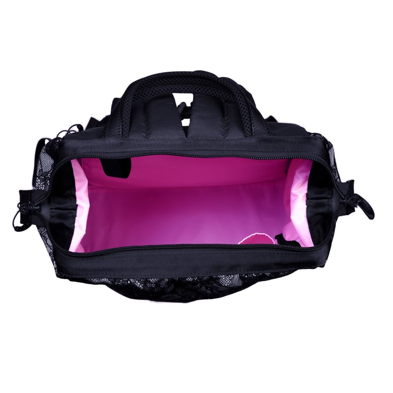 レース装飾付き黒いリュック 身体にやさしいリュックサック ブラックレース | cu2