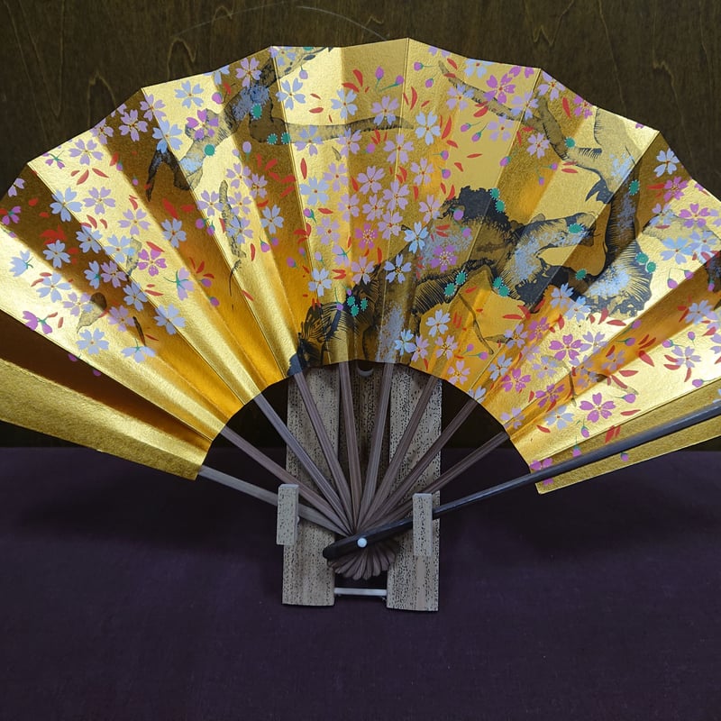 7寸５分 飾り扇セット（桜）Decoration Fan & stand set Cherr...