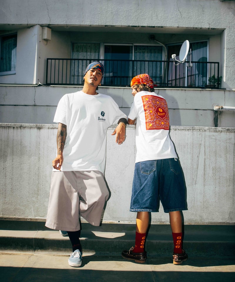 Bandana T-shirt (White×Navy） | Barbaric WORKS