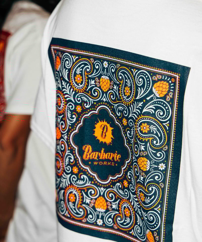 Bandana T-shirt (White×Navy） | Barbaric WORKS