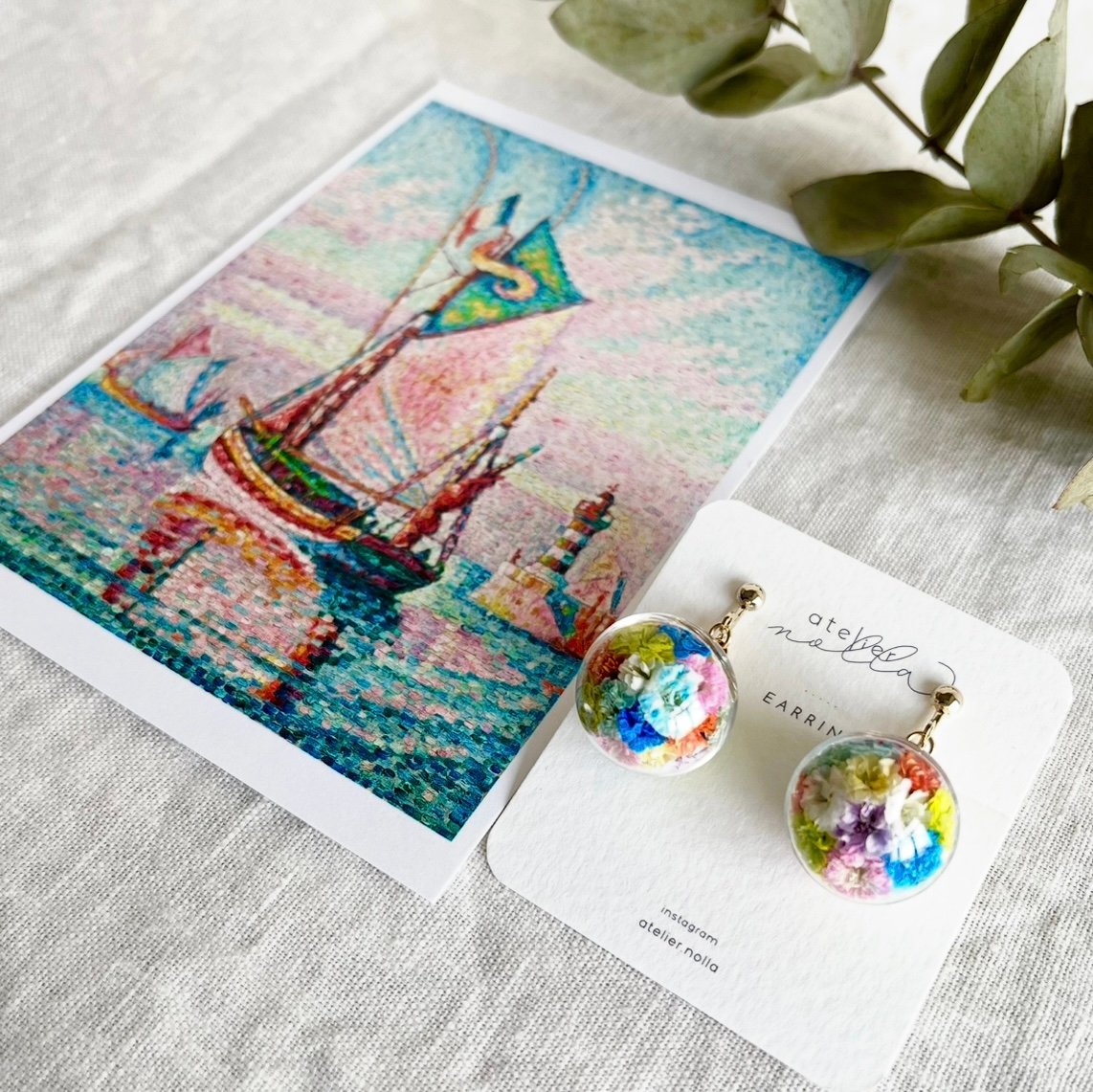 Art by colors」collection・20mmガラスドームピアス Art by colors」collection・20mmガラスドームピアス