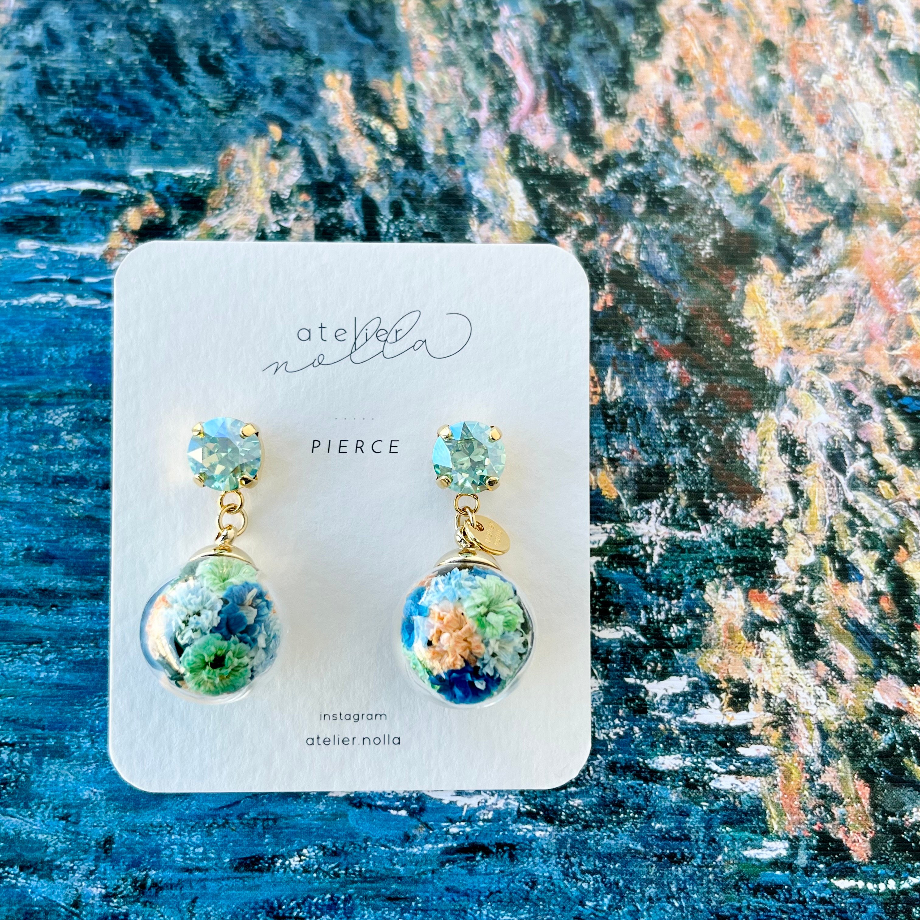 No.1051  glass art  ピアス イヤリング Art by colors」collection ピアス／イヤリング(クロード・モネ) |
