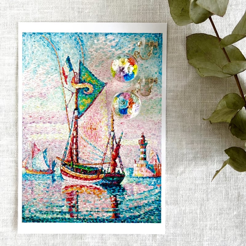 【482】ガラスドームのピアス／イヤリング Art by colors」collection・20mmガラスドームピアス／イヤリング |