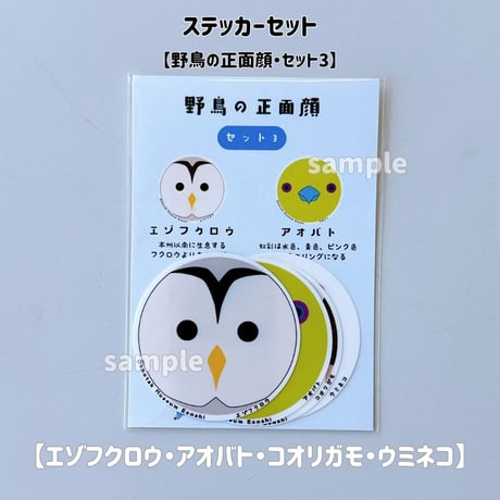 【オホーツクミュージアムえさし】ステッカーセット〔野鳥の正面顔〕