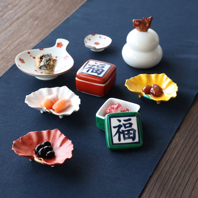福泉窯 ツワ型小付 黄交趾/朱巻/白磁 | 和食器通販 有田焼 山忠