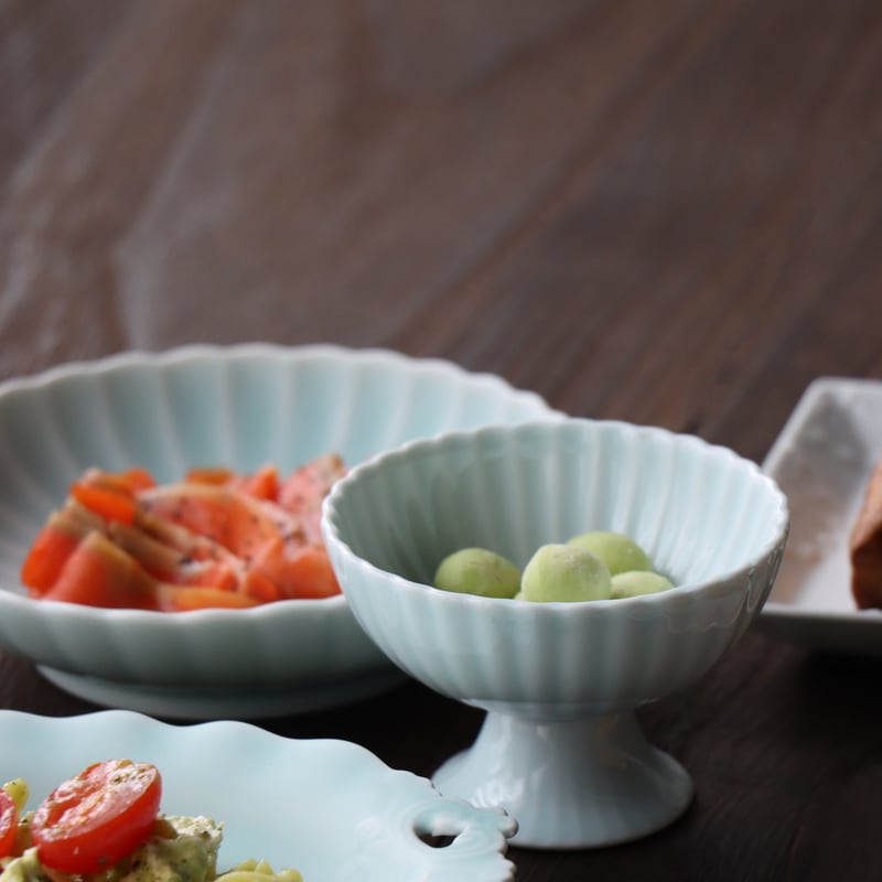 陶あん コンポー皿 コンポ―ト 青白磁 / 吹墨 | 和食器通販 有田焼 山忠｜おしゃれでモダン