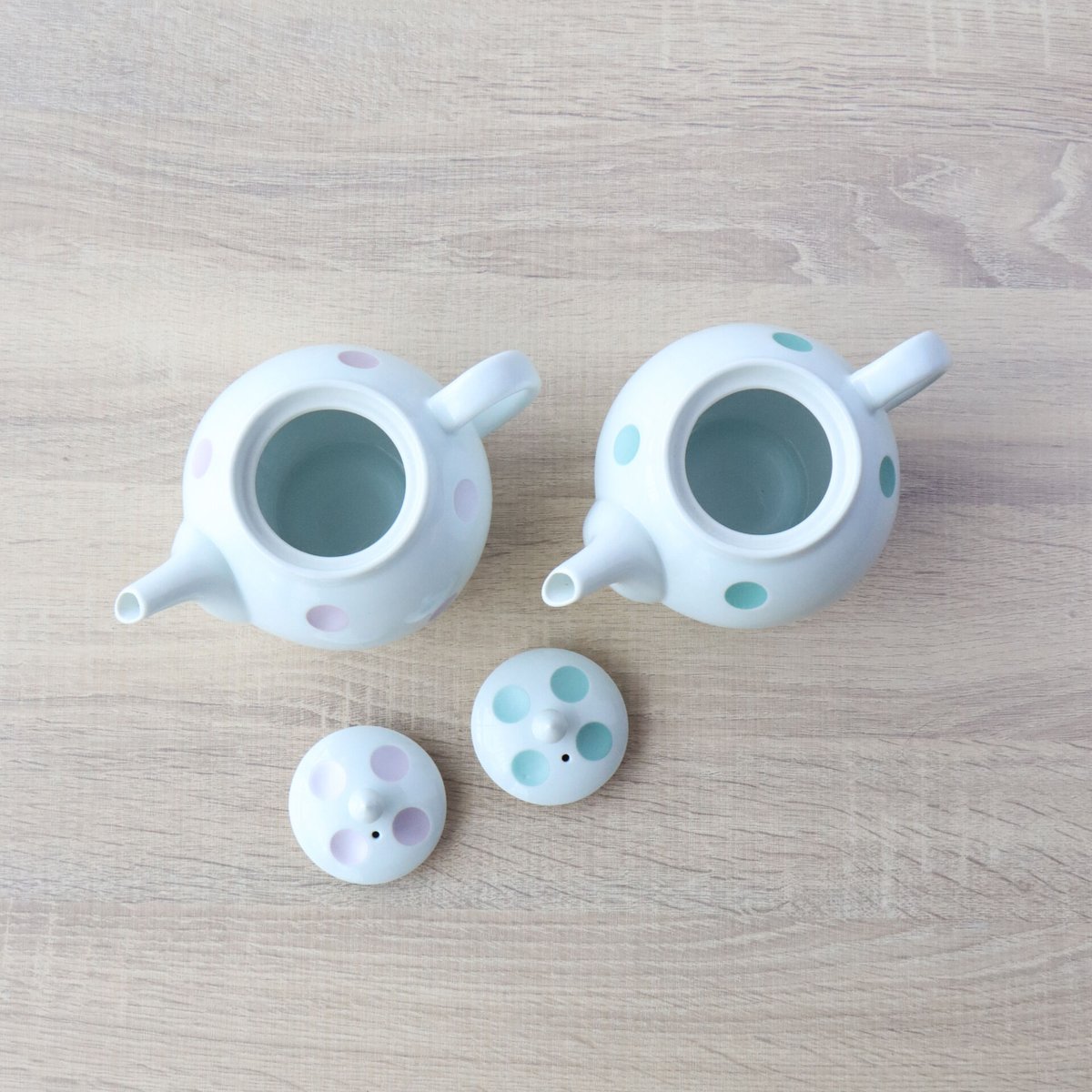 水玉ポット グリーン/ピンク | 和食器通販 有田焼 山忠｜おしゃれで