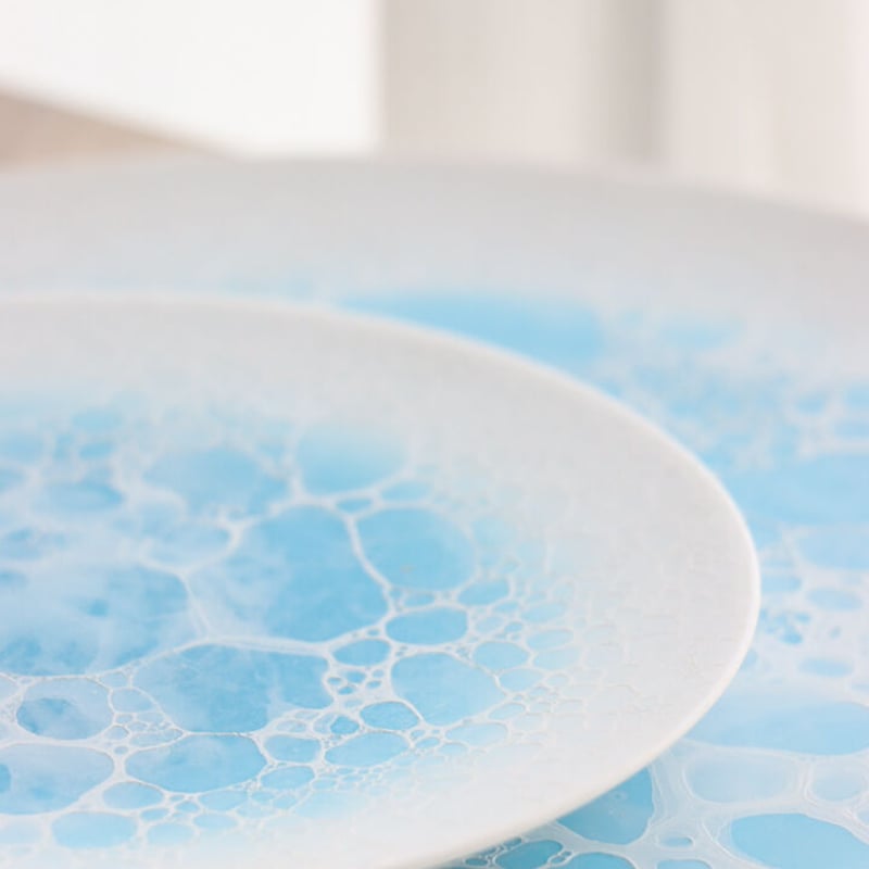 泡 round plate 16.5 / 26cm blue/gray | 和食器通販 有田焼