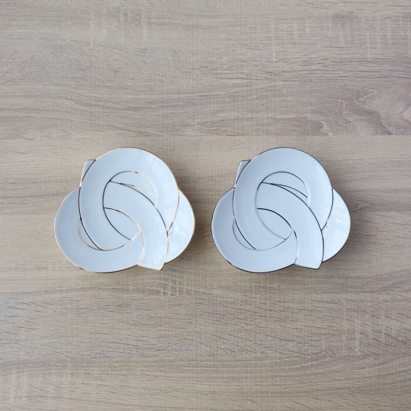 結び 銘々皿 金線 / プラチナ線 | 和食器通販 有田焼 山忠｜おしゃれで