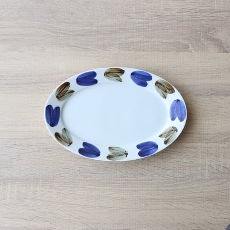 有田焼 文山窯 プラチナ牡丹 オーバルプレート 楕円皿 大皿 花柄食器