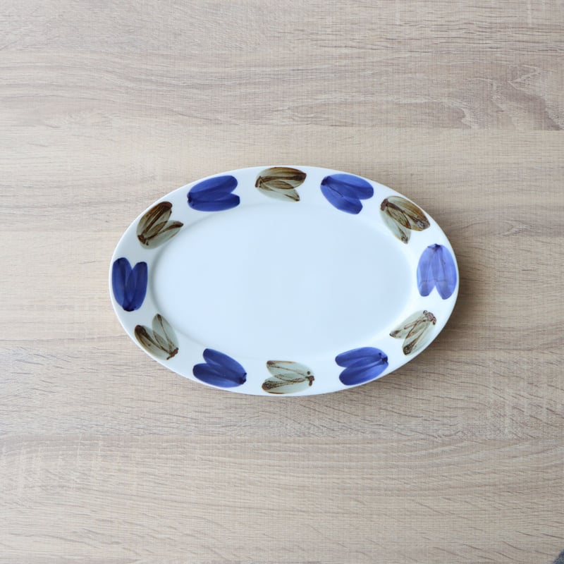 二色双葉 リムオーバルプレート | 和食器通販 有田焼 山忠｜おしゃれで