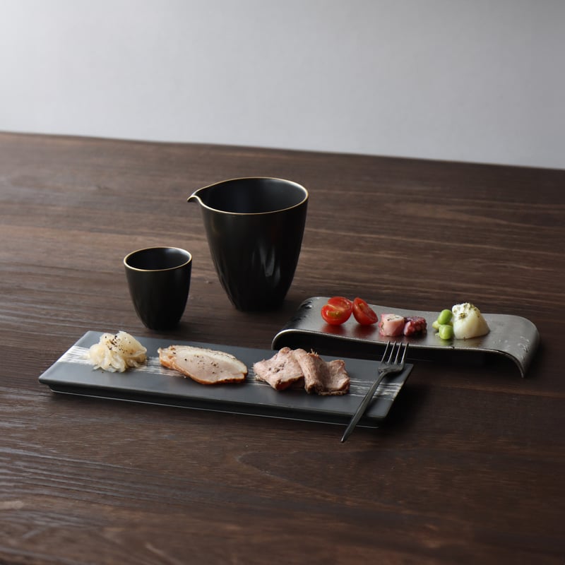 加藤委　長角皿　新品未使用 黒マット銀かすり 26cm長角プレート | 和食器通販 有田焼 山忠