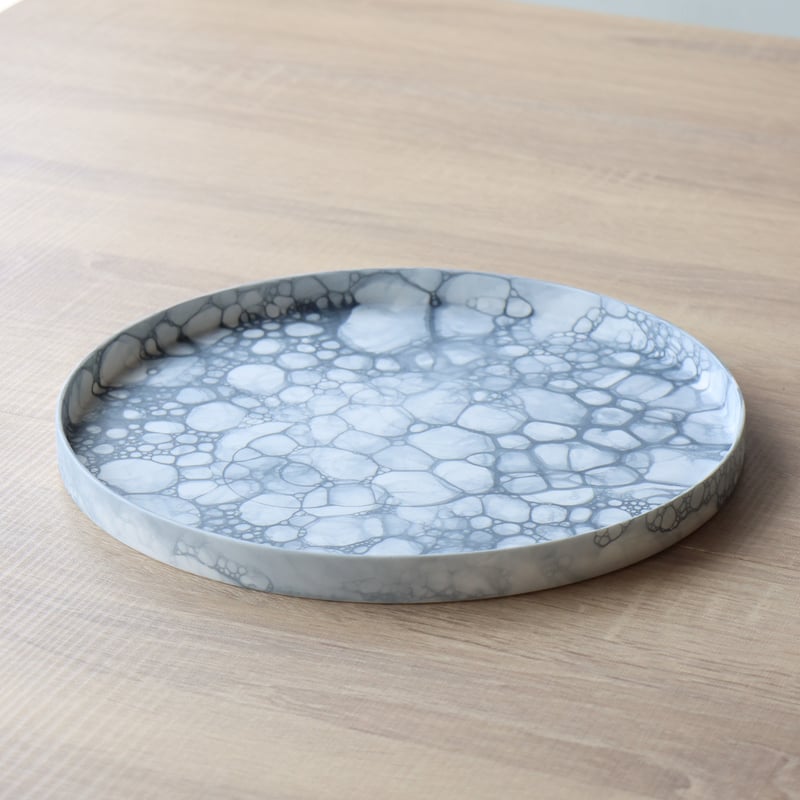 【美品】やま平窯 グレー泡 プレート18.5cm 2枚組 美品】やま平窯 グレー泡 プレート18.5cm 2枚組