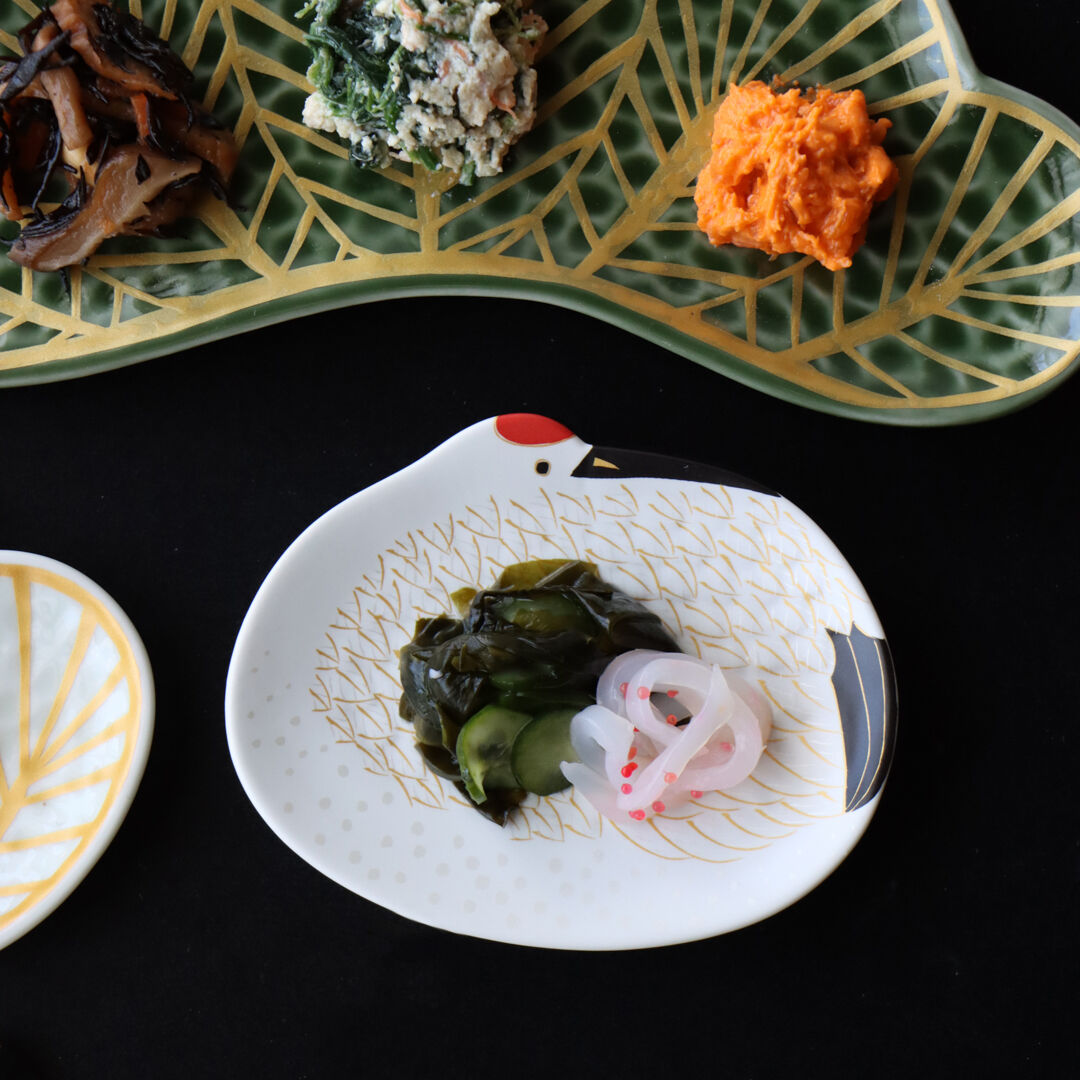 錦雪衣金羽根鶴形 菱模様亀形 鯛形銘々皿 | 和食器通販 有田焼 山忠